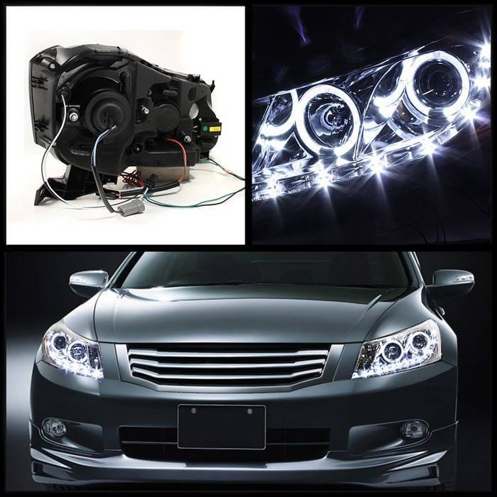 Honda Accord 4DR Spyder Projector Headlights - LED Halo - DRL - Chrome - 444-HA08-4D-HL-C thumbnail 2