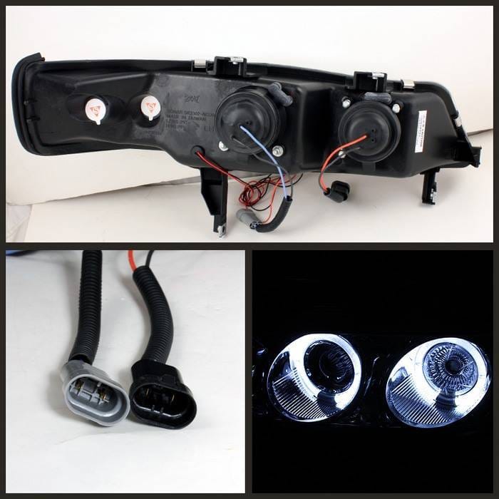 Honda Accord Spyder Projector Headlights - LED Halo - Amber Reflector - Chrome - 1PC - 444-HA94-AM-C thumbnail 2