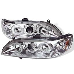 Honda Accord Spyder Projector Headlights - LED Halo - Amber Reflector - Chrome - 1PC - 444-HA98-AM-C