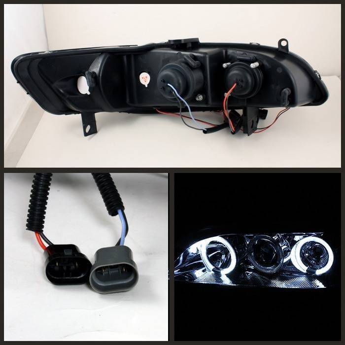 Honda Accord Spyder Projector Headlights - LED Halo - Amber Reflector - Chrome - 1PC - 444-HA98-AM-C thumbnail 2