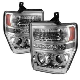 Ford F450 Spyder Projector Headlights - CCFL Halo - LED - Chrome - 444-FS08-CCFL-C