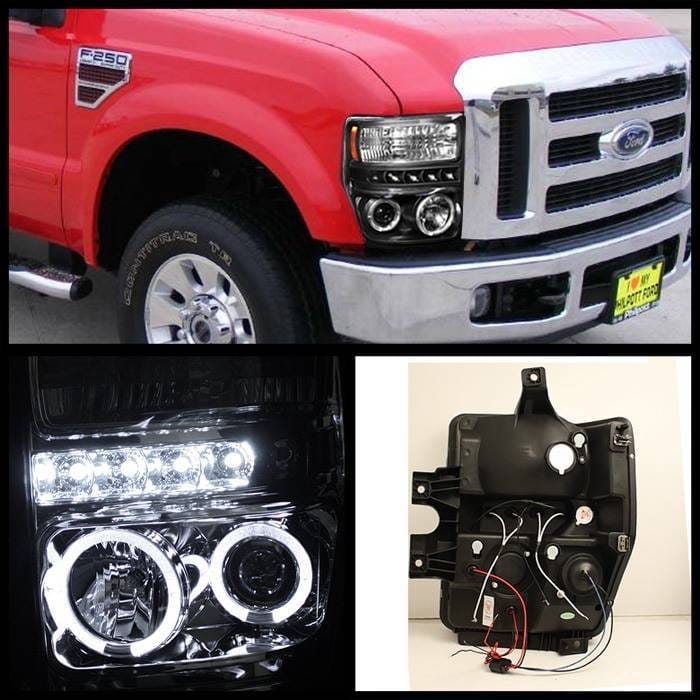 Ford F250 Superduty Spyder Projector Headlights - LED Halo - LED - Black - 444-FS08-HL-BK thumbnail 2