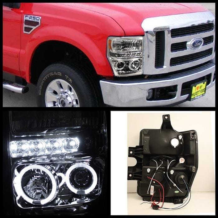 Ford F350 Superduty Spyder Projector Headlights - LED Halo - LED - Chrome - 444-FS08-HL-C thumbnail 2
