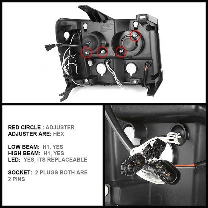 GMC Sierra Spyder Projector Headlights - CCFL Halo - LED - Chrome - 444-GS07-CCFL-C thumbnail 2
