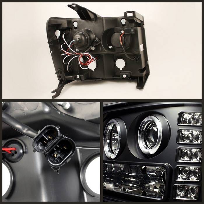 GMC Sierra Spyder Projector Headlights - LED Halo - LED - Black - 444-GS07-HL-BK thumbnail 2