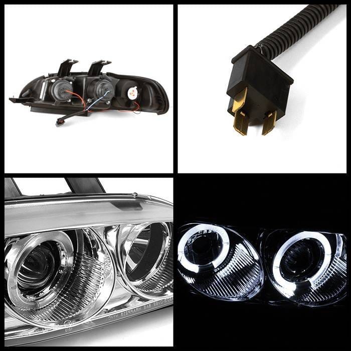 Honda Civic 2DR & 3DR Spyder Projector Headlights - LED Halo - Amber Reflector - Chrome - 1PC - 444-HC921P-23D-AM-C thumbnail 2