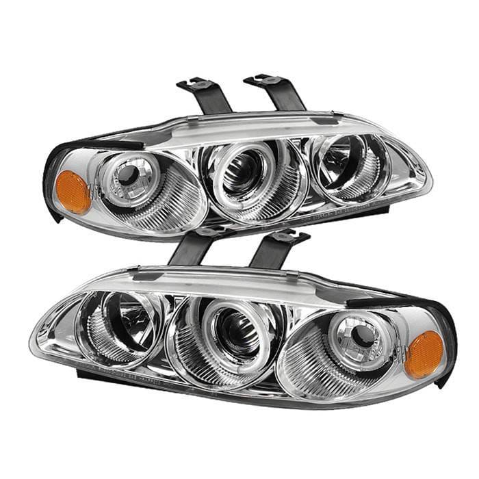 Honda Civic 2DR & 3DR Spyder Projector Headlights - CCFL Halo - Chrome - 1PC - 444-HC921P-23D-CCFL-C