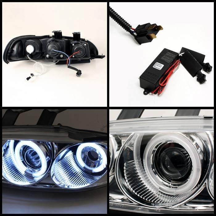 Honda Civic 2DR & 3DR Spyder Projector Headlights - CCFL Halo - Chrome - 1PC - 444-HC921P-23D-CCFL-C thumbnail 2