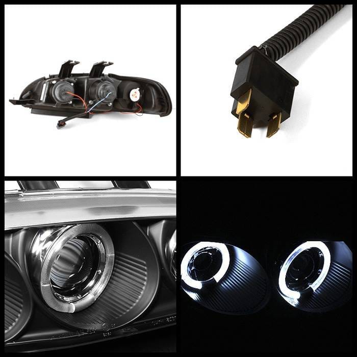 Honda Civic 4DR Spyder Projector Headlights - LED Halo - Amber Reflector - Black - 1PC - 444-HC921P-4D-AM-BK thumbnail 2