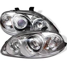 Honda Civic Spyder Projector Headlights - LED Halo - Amber Reflector - Chrome - 444-HC96-AM-C