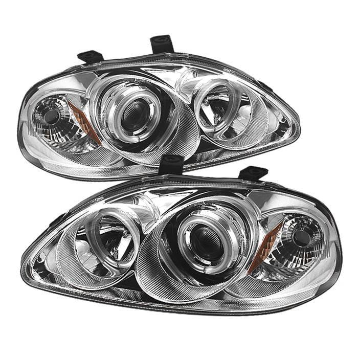 Honda Civic Spyder Projector Headlights - CCFL Halo - Chrome - 444-HC96-CCFL-C