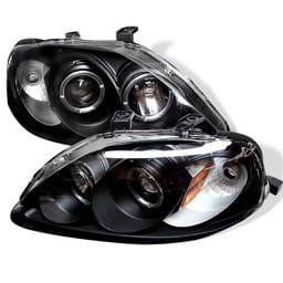 Honda Civic Spyder Projector Headlights - LED Halo - Black - 444-HC99-AM-BK
