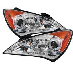 Hyundai Genesis Spyder Projector Headlights LED Halo - DRL - Chrome - 444-HYGEN09-DRL-C