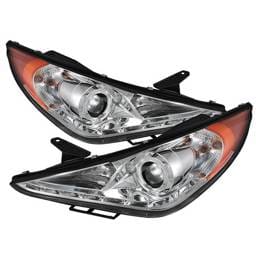 Hyundai Sonata Spyder Projector Headlights - LED Halo - DRL - Chrome - 444-HYSON11-DRL-C