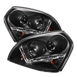 Hyundai Tucson Spyder Projector Headlights - DRL - Black - 444-HYTUC04-DRL-BK