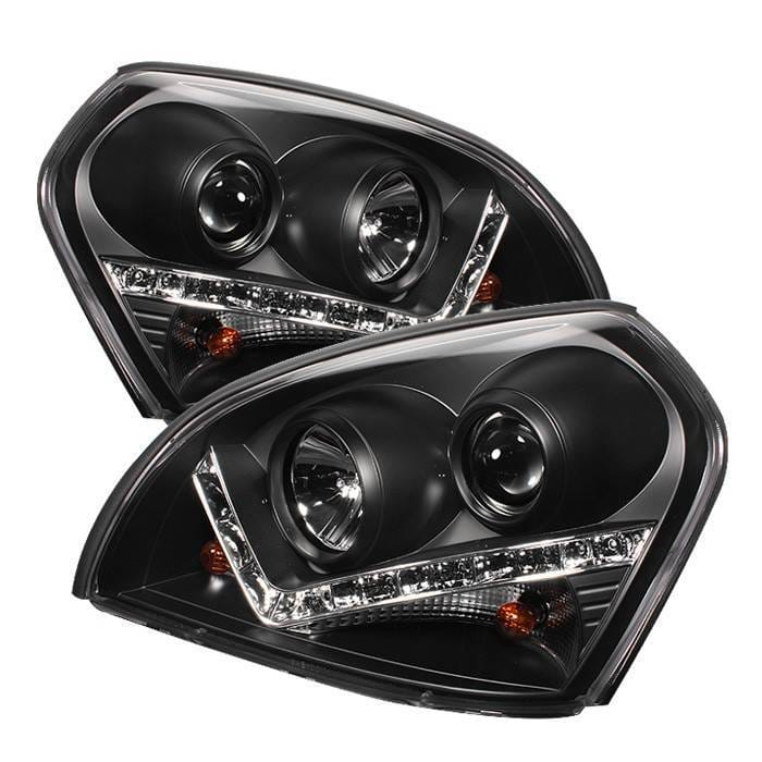 Hyundai Tucson Spyder Projector Headlights - DRL - Black - 444-HYTUC04-DRL-BK