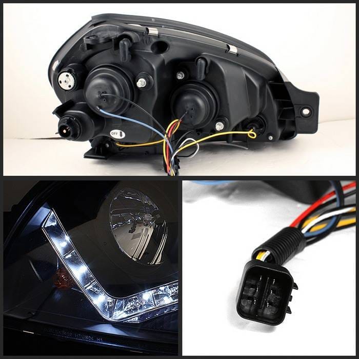 Hyundai Tucson Spyder Projector Headlights - DRL - Black - 444-HYTUC04-DRL-BK thumbnail 2