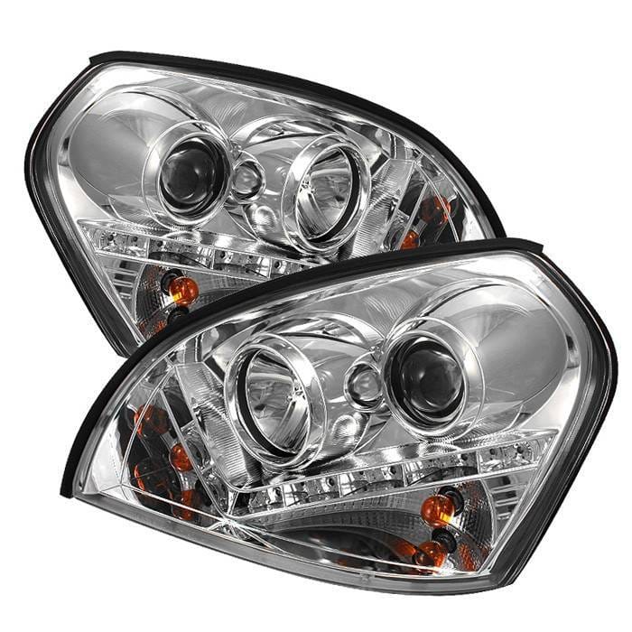 Hyundai Tucson Spyder Projector Headlights - DRL - Chrome - 444-HYTUC04-DRL-C