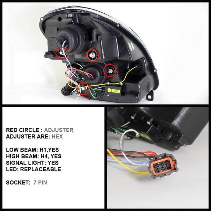 Infiniti G35 4DR Spyder Projector Headlights LED Halo - DRL - Black - 444-IG35034D-DRL-BK thumbnail 2