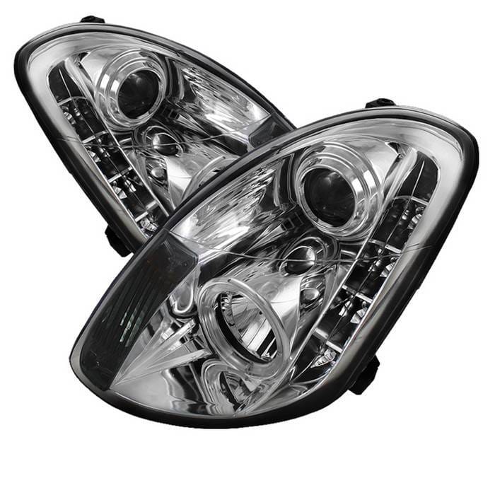 Infiniti G35 4DR Spyder Projector Headlights LED Halo - DRL - Chrome - 444-IG35034D-DRL-C