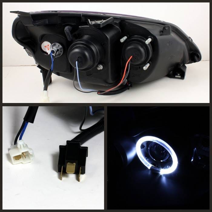 Honda Civic 2DR & 4DR Spyder Projector Headlights - LED Halo - Amber Reflector - Black - 444-HC01-AM-BK thumbnail 2