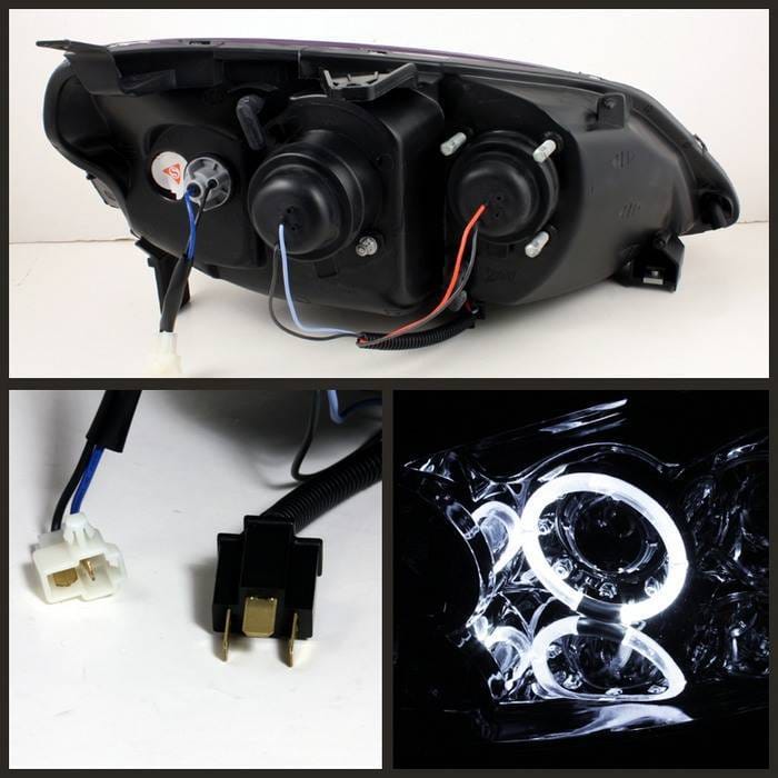 Honda Civic 2DR & 4DR Spyder Projector Headlights - LED Halo - Amber Reflector - Chrome - 444-HC01-AM-C thumbnail 2