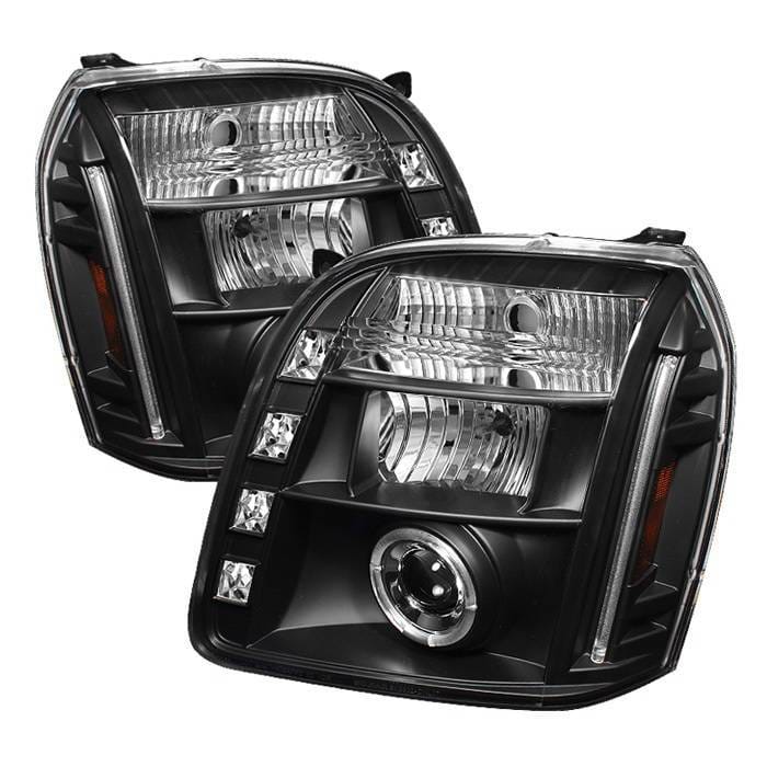 GMC Yukon Spyder Halo LED Projector Headlights - Black - 444-HC01-AM-C