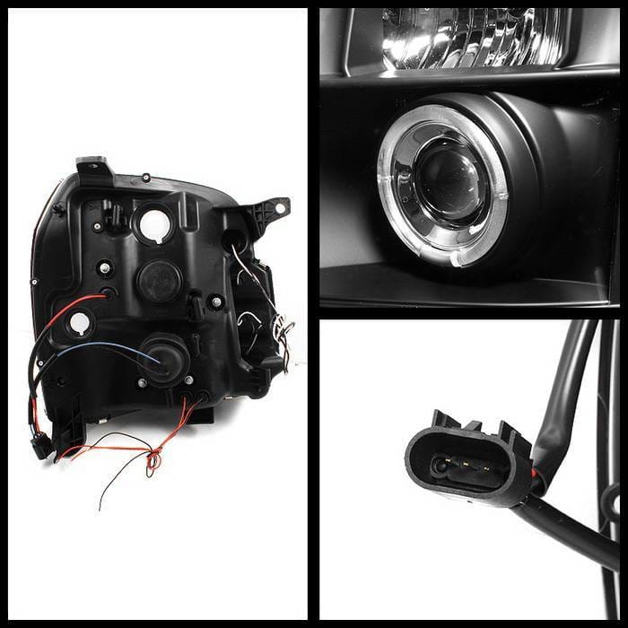 GMC Yukon Spyder Halo LED Projector Headlights - Black - 444-HC01-AM-C thumbnail 2