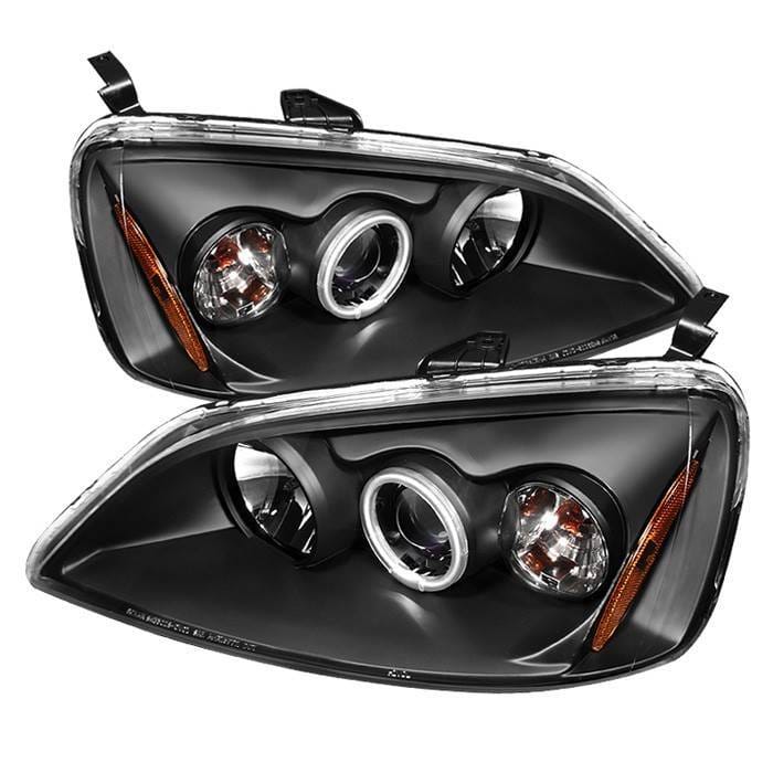 Honda Civic 2DR & 4DR Spyder Projector Headlights - CCFL Halo - Black - 444-HC01-CCFL-BK