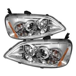 Honda Civic 2DR & 4DR Spyder Projector Headlights - CCFL Halo - Chrome - 444-HC01-CCFL-C