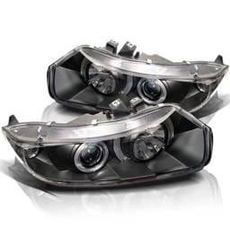 Honda Civic 2DR Spyder Projector Headlights - LED Halo - Black - 444-HC06-2D-HL-BK
