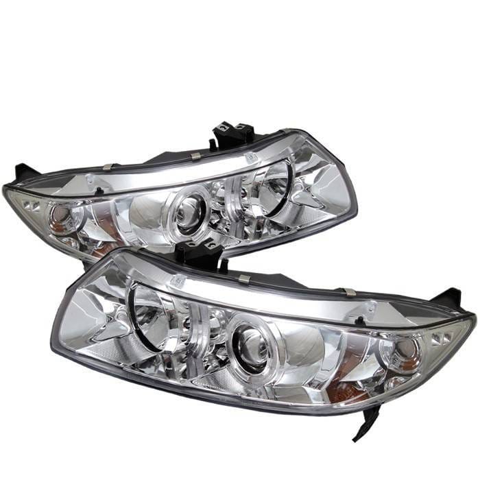 Honda Civic 2DR Spyder Projector Headlights - LED Halo - Chrome - 444-HC06-2D-HL-C