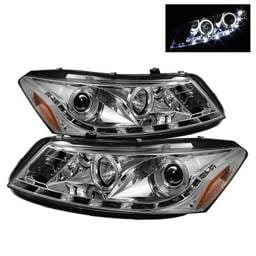 Honda Accord 4DR Spyder Daytime Running LED Halo Projector Headlights - Chrome - 444-HC06-2D-HL-SM