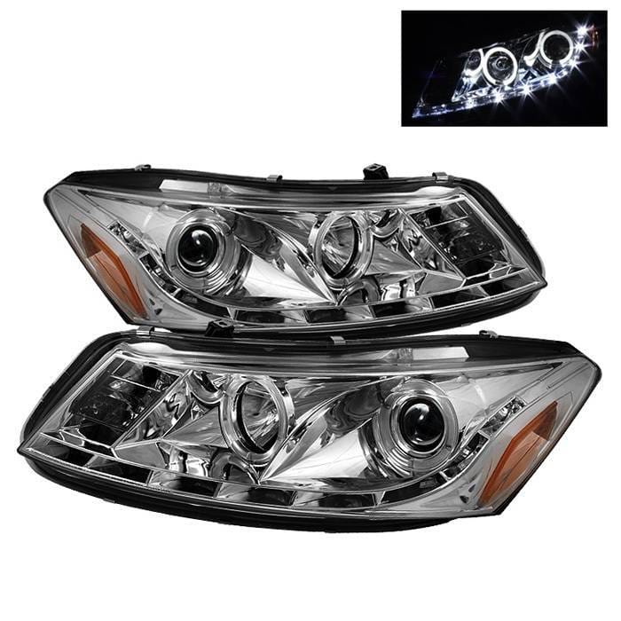 Honda Accord 4DR Spyder Daytime Running LED Halo Projector Headlights - Chrome - 444-HC06-2D-HL-SM