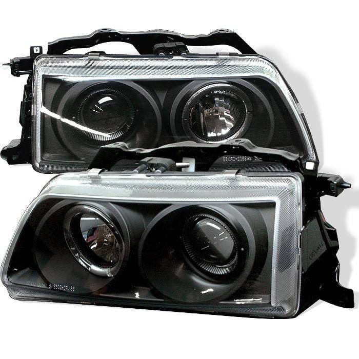 Honda CRX Spyder Projector Headlights - LED Halo - Black - 444-HC90-HL-BK