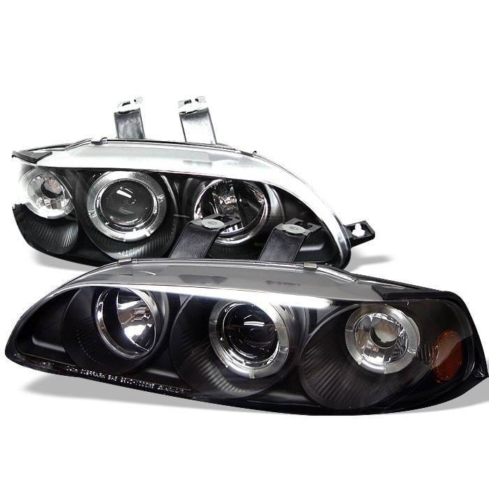 Honda Civic 2DR & 3DR Spyder Projector Headlights - LED Halo - Amber Reflector - Black - 1PC - 444-HC921P-23D-AM-BK