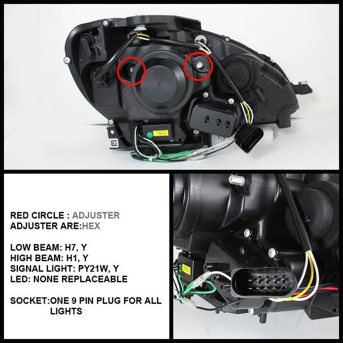Mercedes-Benz C Class Spyder Projector Headlights DRL - Black - 444-MBW20408-DRL-BK thumbnail 2