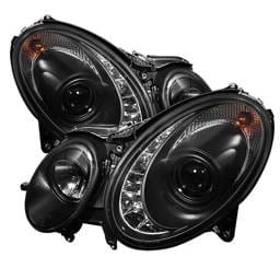 Mercedes-Benz E Class Spyder Projector Headlights DRL - Black - 444-MBW21103-DRL-BK