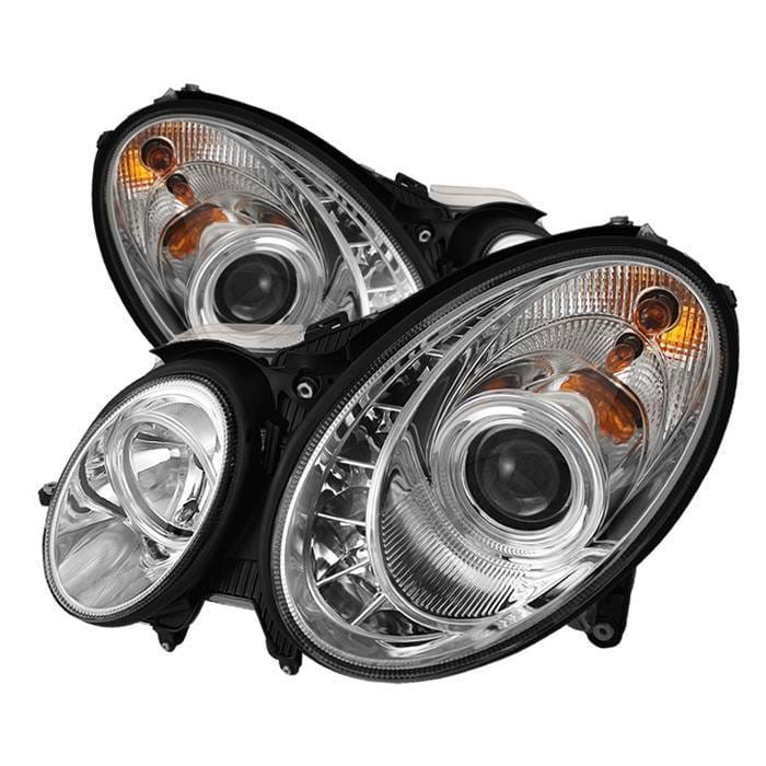 Mercedes-Benz E Class Spyder Projector Headlights DRL - Chrome - 444-MBW21103-DRL-C