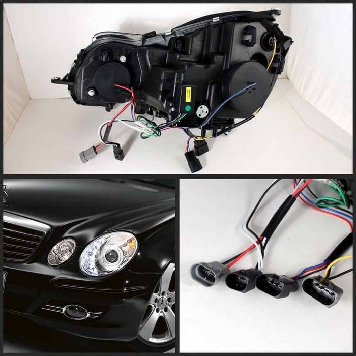 Mercedes-Benz E Class Spyder Projector Headlights DRL - Chrome - 444-MBW21103-DRL-C thumbnail 2