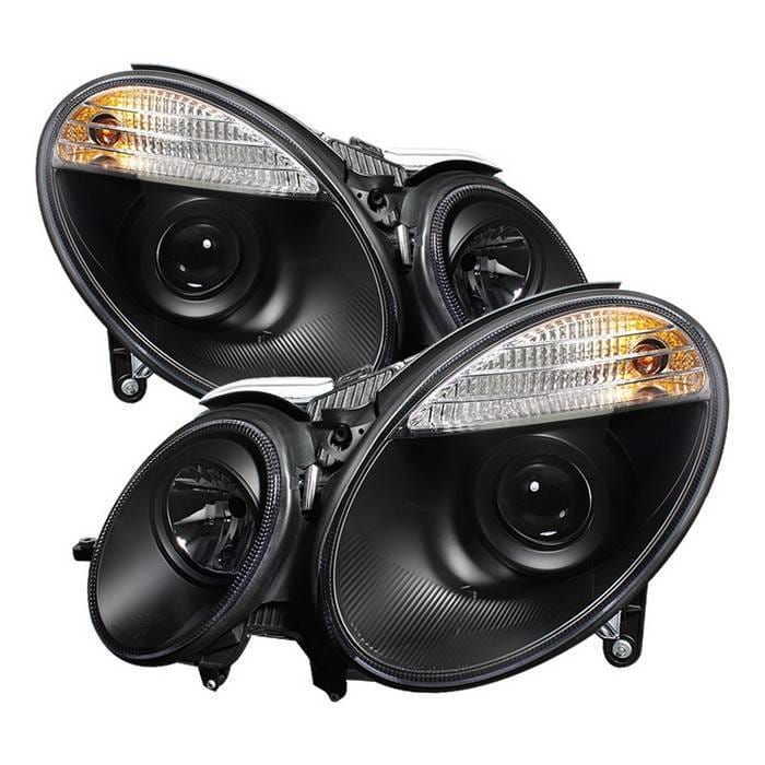 Mercedes-Benz E Class Spyder Projector Headlights - Xenon HID Model Only - Black - 444-MBW21103-HID-BK