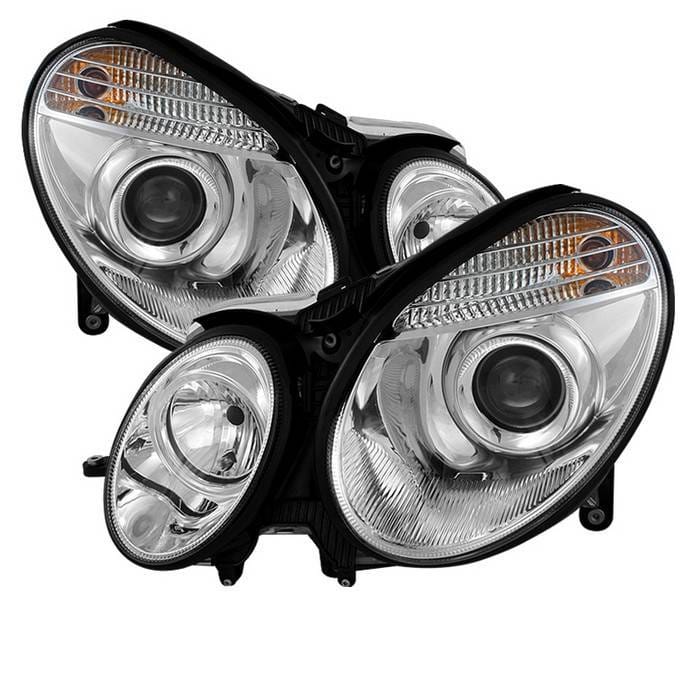 Mercedes-Benz E Class Spyder Projector Headlights - Xenon HID Model Only - Chrome - 444-MBW21103-HID-C