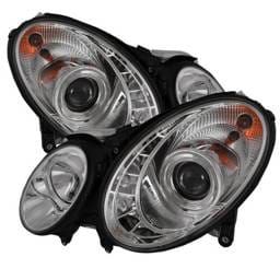 Mercedes-Benz E Class Spyder Projector Headlights - Xenon HID Model Only - DRL - Chrome - 444-MBW21103-HID-DRL-C