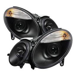 Mercedes-Benz E Class Spyder Projector Headlights Black - 444-MBW21107-BK