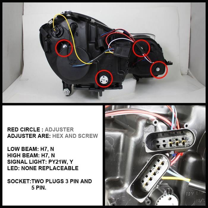 Mercedes-Benz E Class Spyder Projector Headlights Chrome - 444-MBW21107-C thumbnail 2