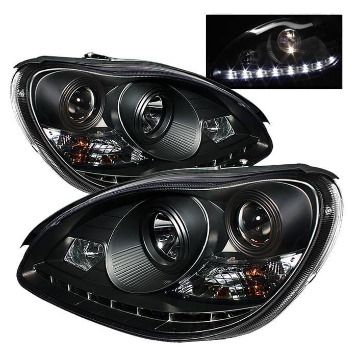Mercedes-Benz S Class Spyder Projector Headlights DRL - Black - 444-MBW220-DRL-BK