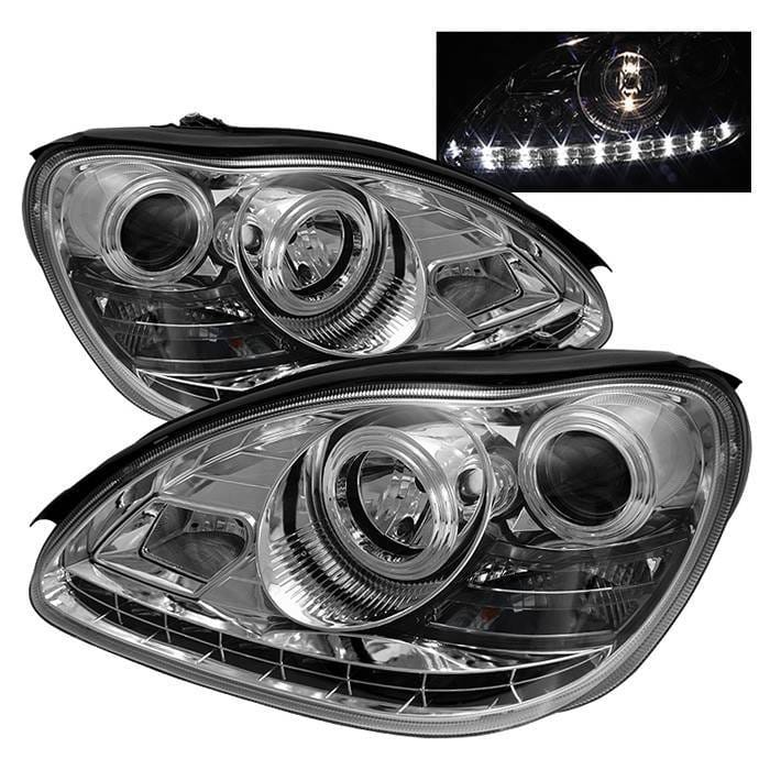 Mercedes-Benz S Class Spyder Projector Headlights DRL - Chrome - 444-MBW220-DRL-C