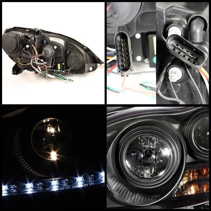 Mercedes-Benz S Class Spyder Projector Headlights - Xenon HID Model Only - DRL - Black - 444-MBW220-HID-DRL-BK thumbnail 2