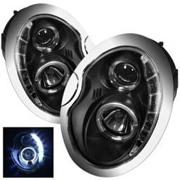 Mini Cooper Spyder Projector Headlights - DRL - Black - 444-MC02-DRL-BK