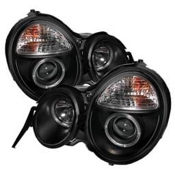 Mercedes-Benz E Class Spyder Halo Projector Headlights - Black - 444-ME00-CCFL-C